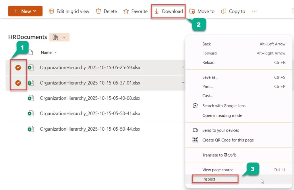 Die Entwicklertools öffnen sich direkt über der SharePoint-Befehlsleiste.